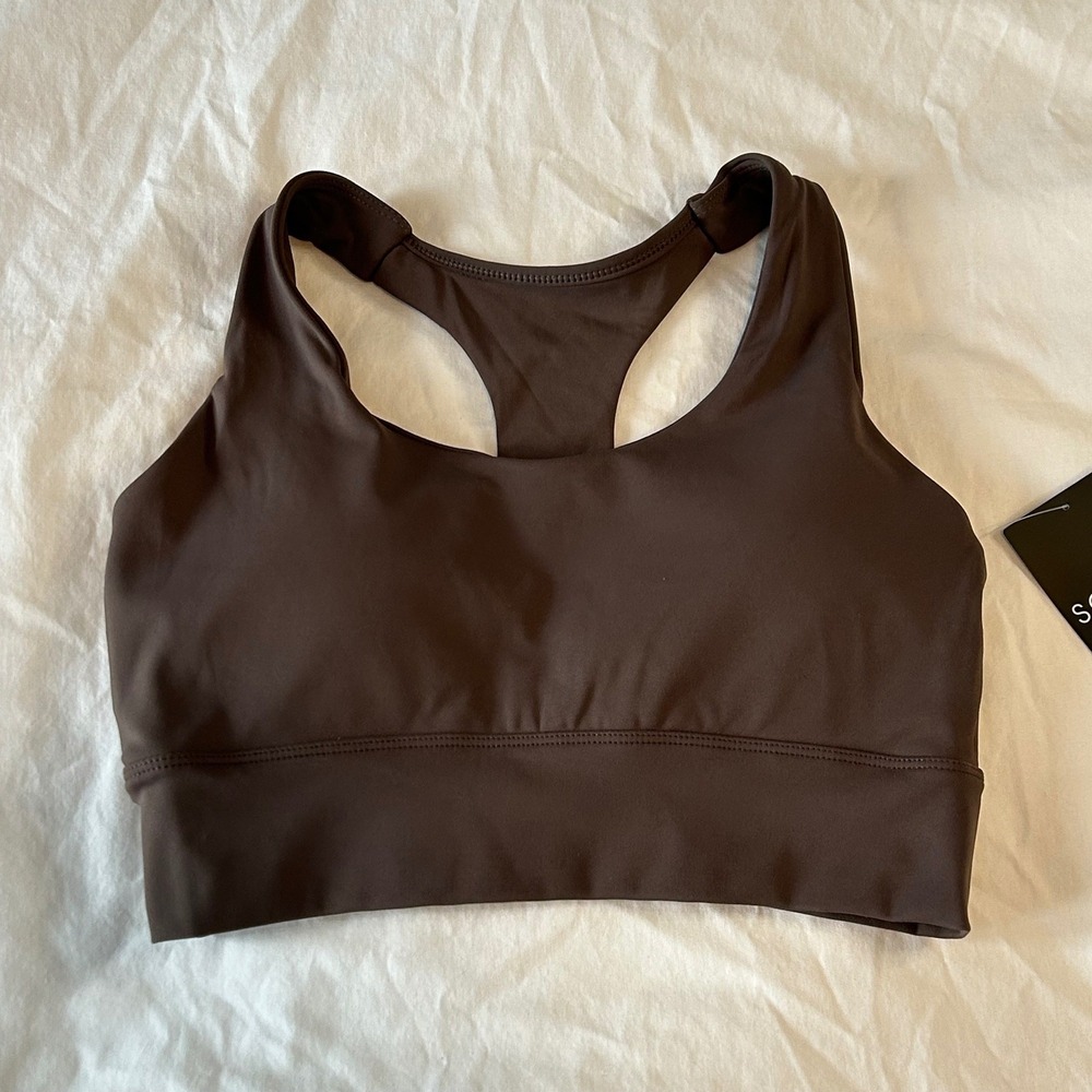 SOCIAL Racerback Sports Bra Brown Purple Activewear Top XS NWT - Picture 6 of 8